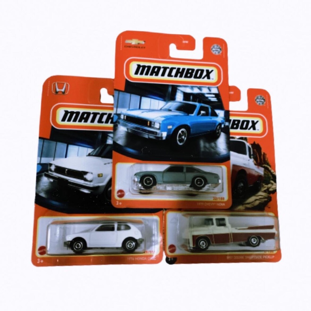 Matchbox Lot of 3 New Sealed Box
✅ 1957 Dodge Sweptside Pickup
✅ 1979 Chevy Nova